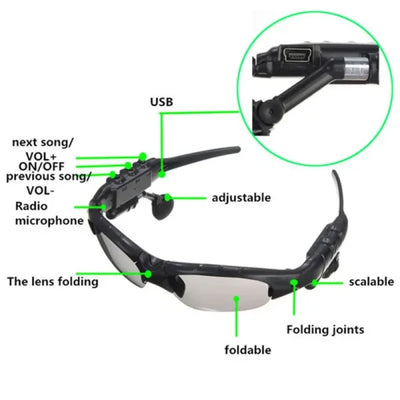 Bluetooth Sun Glasses With Headphones Connect With Mobile