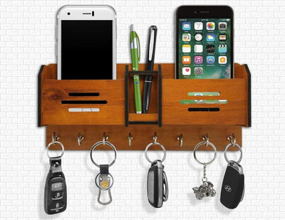 Multipurpose Wooden Key & Mobile Holder